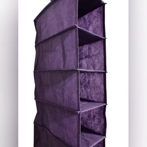 10 TIER DARK PURPLE FOLDING/ HANGING WOVEN FABRIC SHOE ORGANIZER